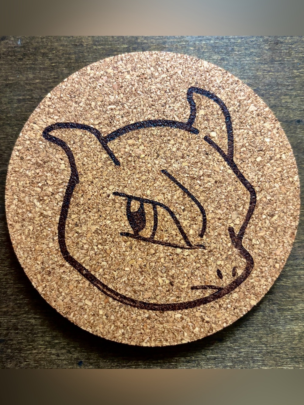 Pokemon Mewtwo Face Laser Engraved Cork Coaster
